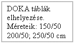 Text Box: DOKA tblk elhelyezse.
Mreteik: 150/50 200/50; 250/50 cm

